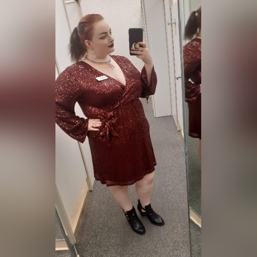 Sparkling Burgundy Wrap Dress